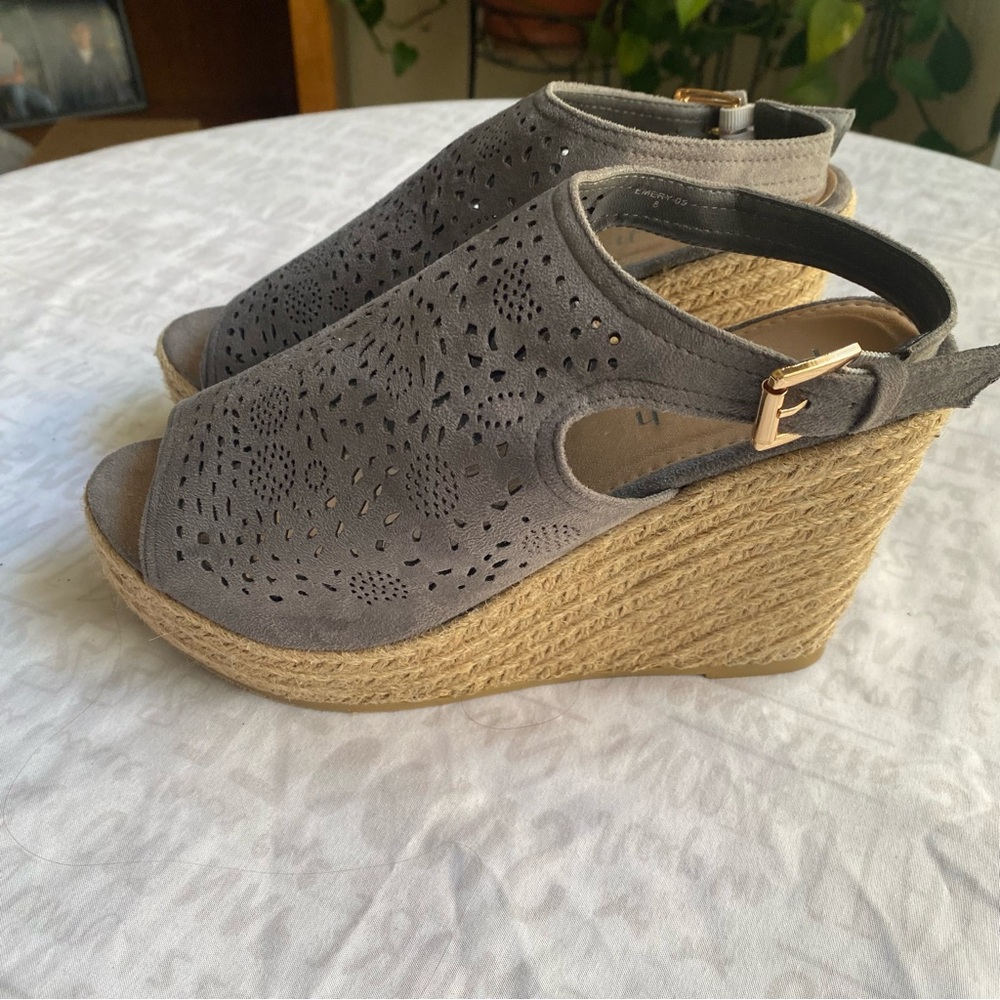 Refresh Gray High Heel Mules with Straps Size 8